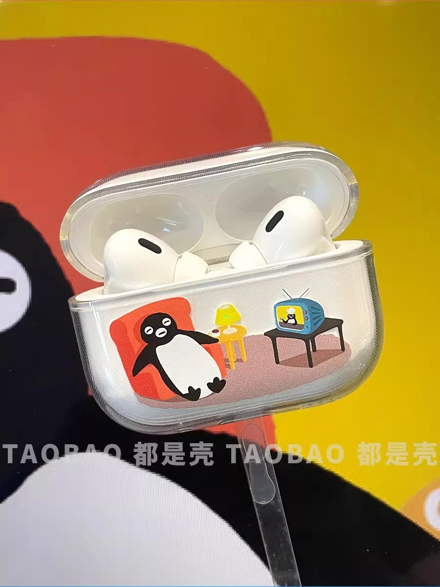Cute Cartoon Penguin Watch Tv Cute Cartoon Case Per Airpods 1 2 3 Cover Per Apple Airpods Pro 2Nd Gen Air Pods Case Soft