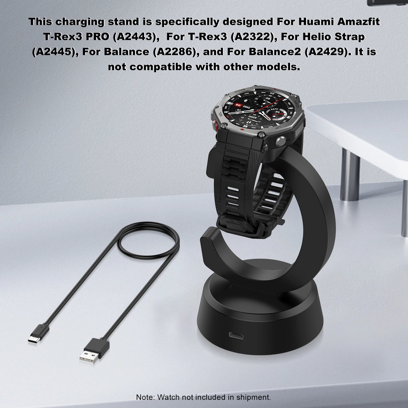 Huami Amazfit T-REX3 Pro USB 충전 도크 어댑터 경량 시계 충전기 가정 및 사무실용 정밀 충전기 어댑터