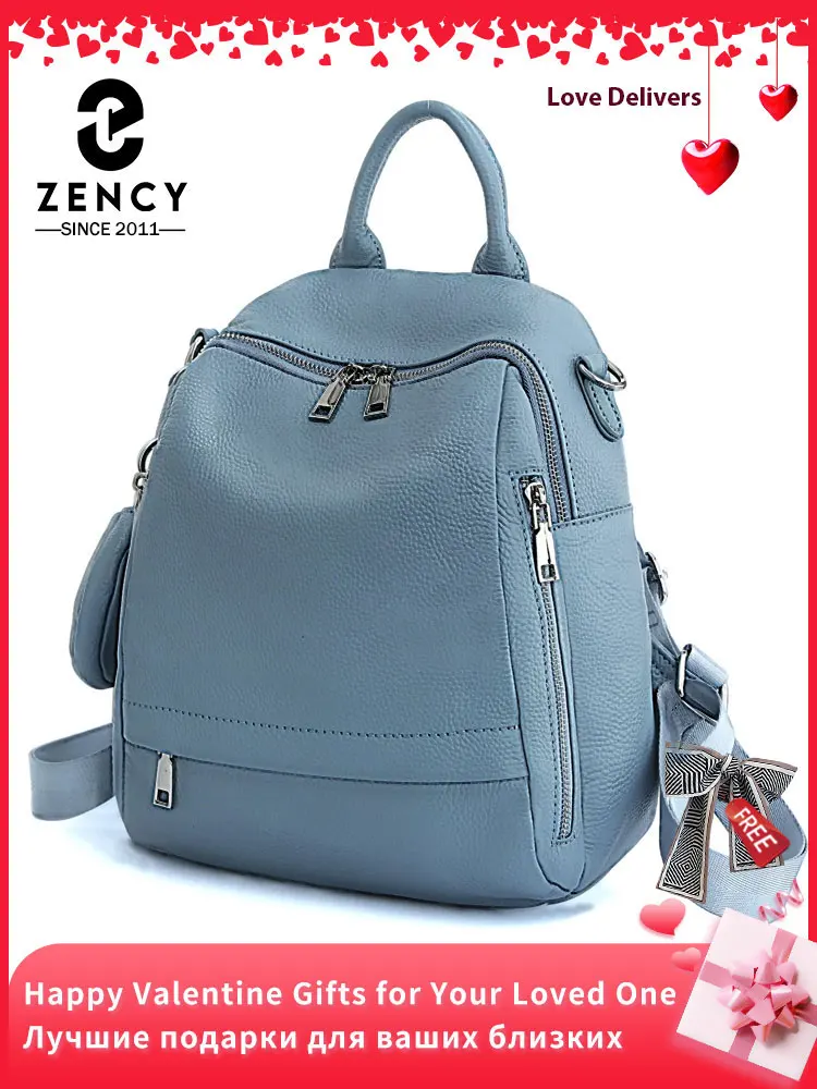 Zency 여성용 정품 가죽 배낭, 고품질 학교 가방, 여행 여성 쇼퍼 숄더백, 사첼 배낭, 통근용 