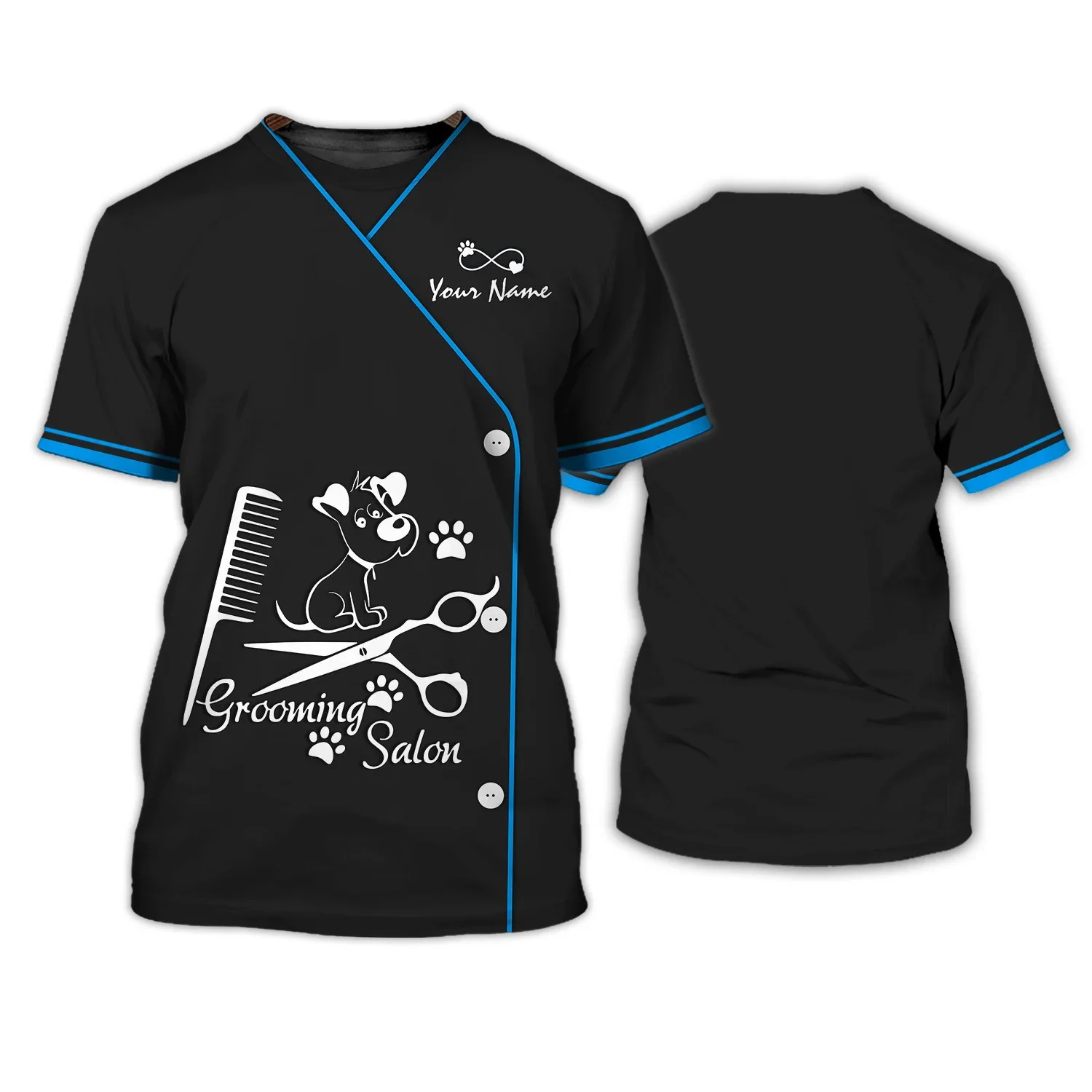 Neuestes Dog Groomer personalisiertes Sommer-T-Shirt, individuelles 3D-gedrucktes Unisex-T-Shirt, Pflege-Uniform-T-Shirt [nicht Arbeitskleidung] DW171 – Detail 18