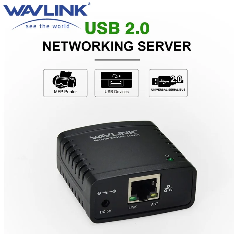 Adaptateur de Serveur d'impression USB Ethernet WiFi, Connexion Automatique Via Wi-FI et LAN 100