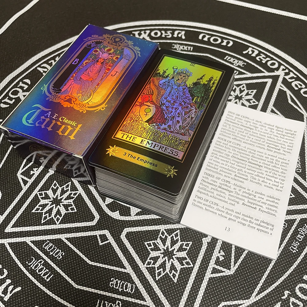 

English Holographic Tarot Cards for Beginners with Guidebook Board Games English Deck Classic Runes Divination Free Shipping