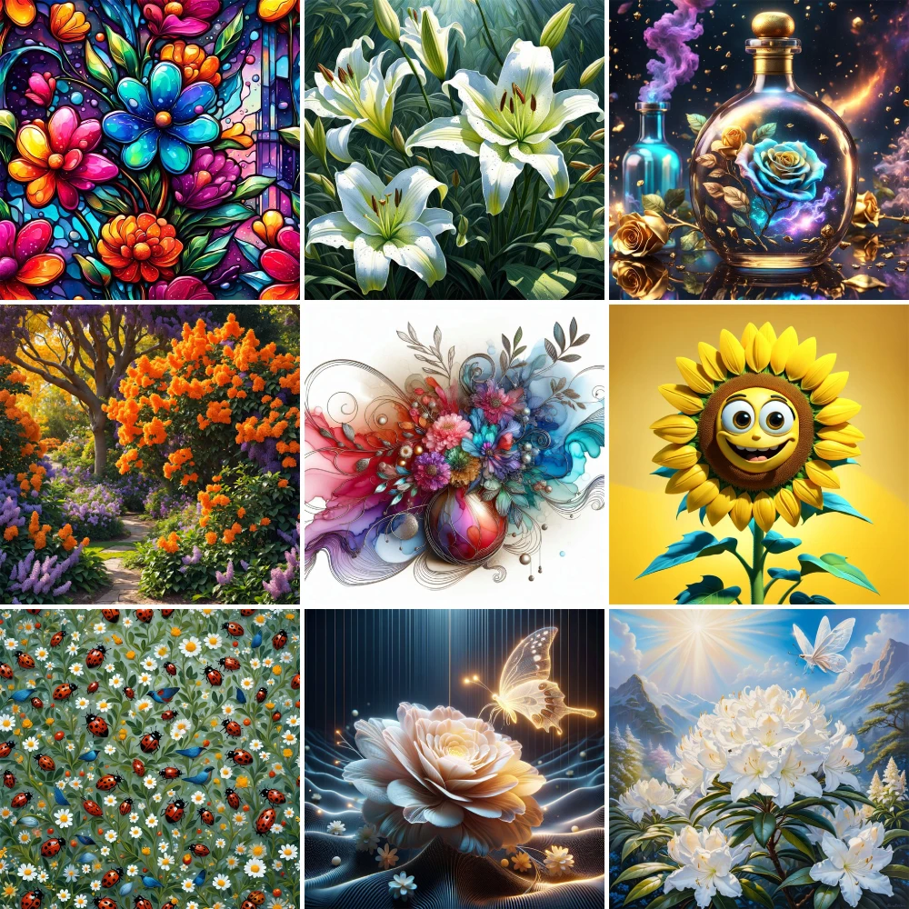 꽃 백합 장미 프린트 원단 크로스 스티치 전체 키트, 자수 페인팅 수공예 뜨게 바느질 바늘 쥬얼리 계산 Best5 꽃 백합 장미 프린트 원단 크로스 스티치 전체 키트, 자수 페인팅 수공예 뜨게 바느질 바늘 쥬얼리 계산 Best5