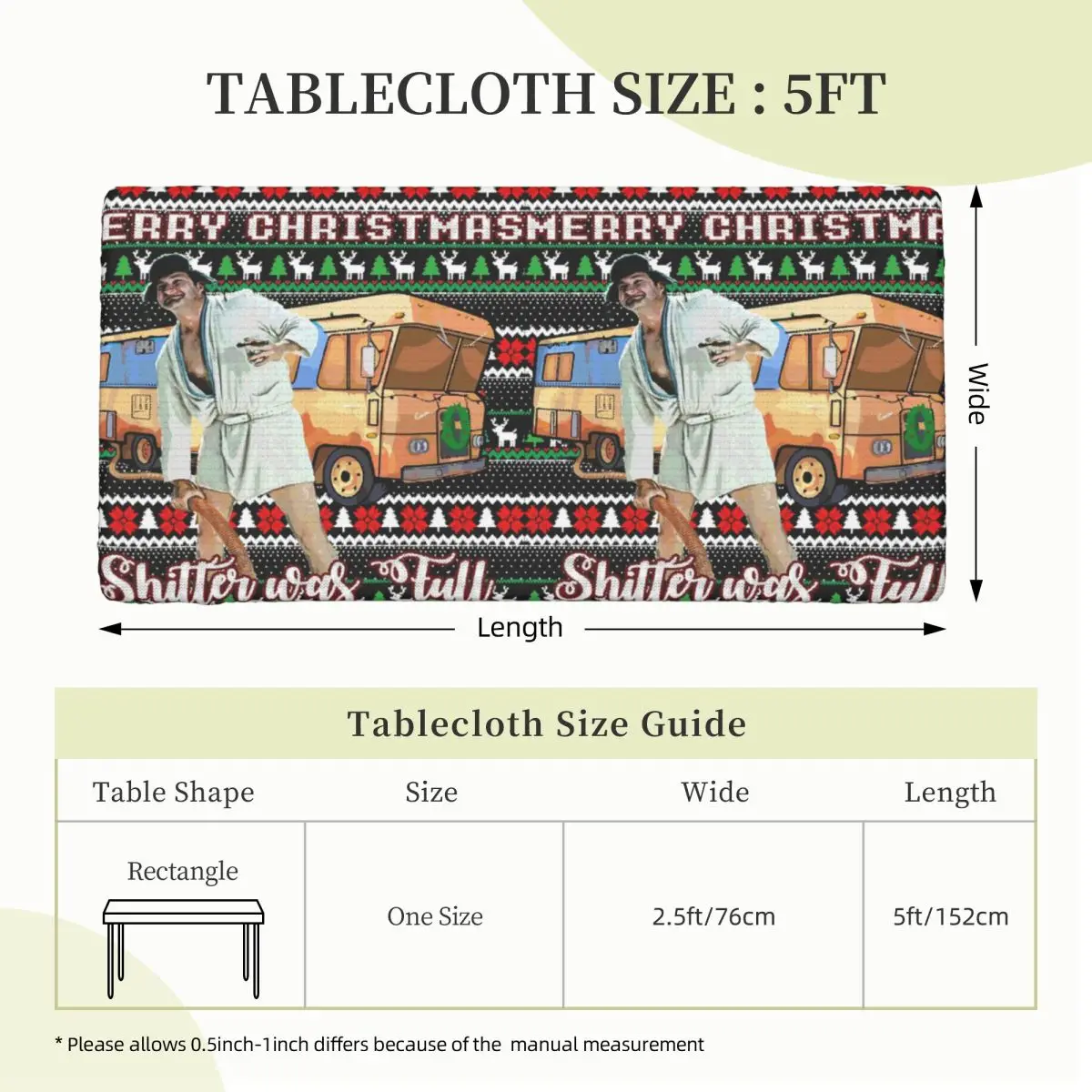 Mens Womens Cousin Eddie Customized Rectangular Tablecloth Waterproof Table Cover for Dining Events Table Cloth 5