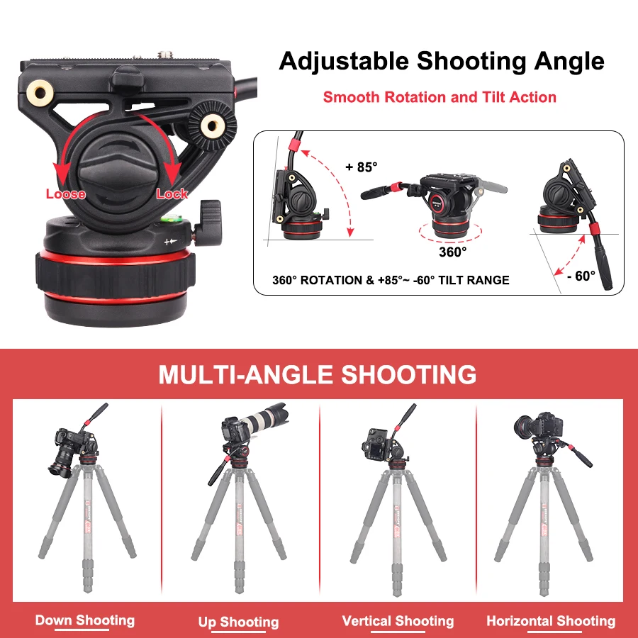 DF-12S Tripod Heavy Duty Fluid Head with Stepless Adjustable pan head,for Manfro