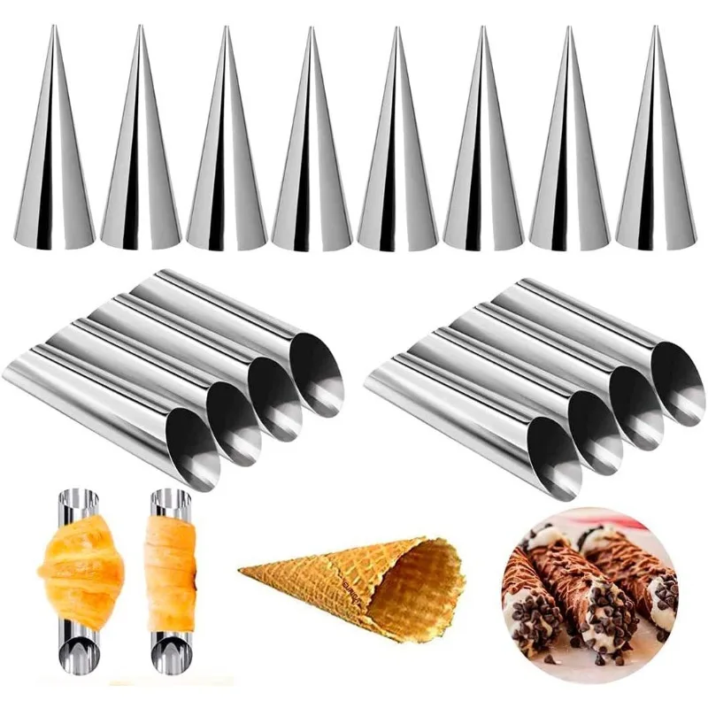 

Kitchen Stainless Steel Baking Cones, Horn Pastry Roll Cake Mold, Spiral Baked Croissants Tubes, Cookie Dessert Tool, ZXH, 35Pcs