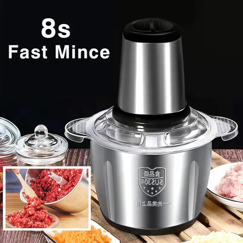304 Stainless Steel Electric Meat Chopper Meat Grinder Mincer 2 Speeds 4  Blade 2L/3L Capacity Food Processor Cutter Meat Slicer - AliExpress