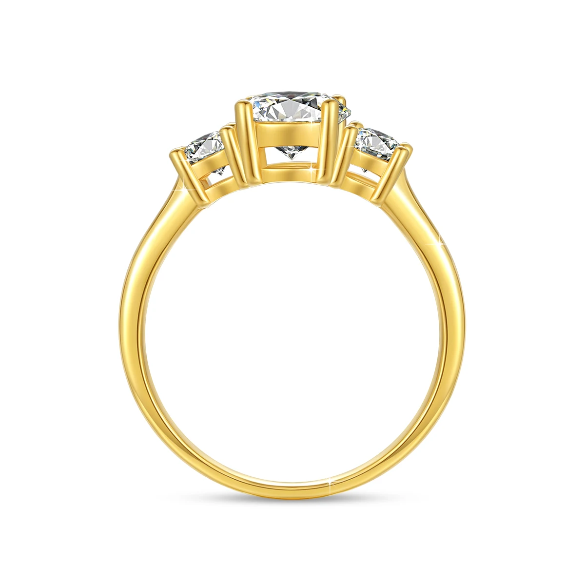 Pawnable Fine Gold Jewelry Woman 3 Diamond Original 1ct Moissanite Hollow 18K Gold Rings - 5