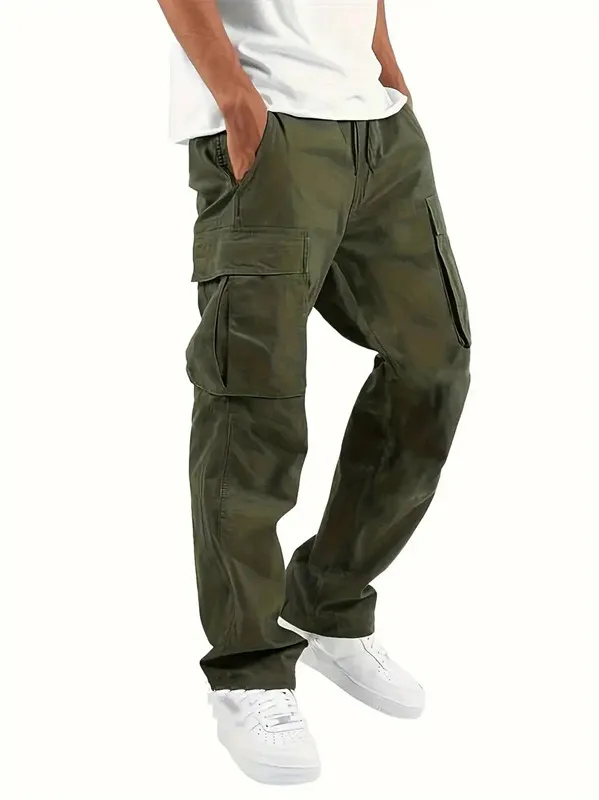 Mens Casual Jogger Pants Relaxed Fit Cargo Pants Drawstring Sweatpants Hiking Outdoor Twill Sport Pants 5