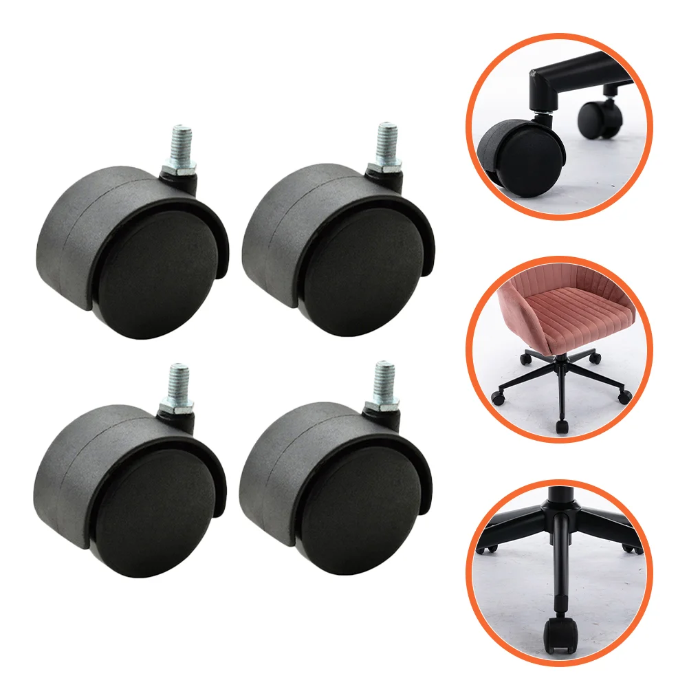 4pcs Plastic Practical Trolley Swivel Chair Wheels Replacement Chair