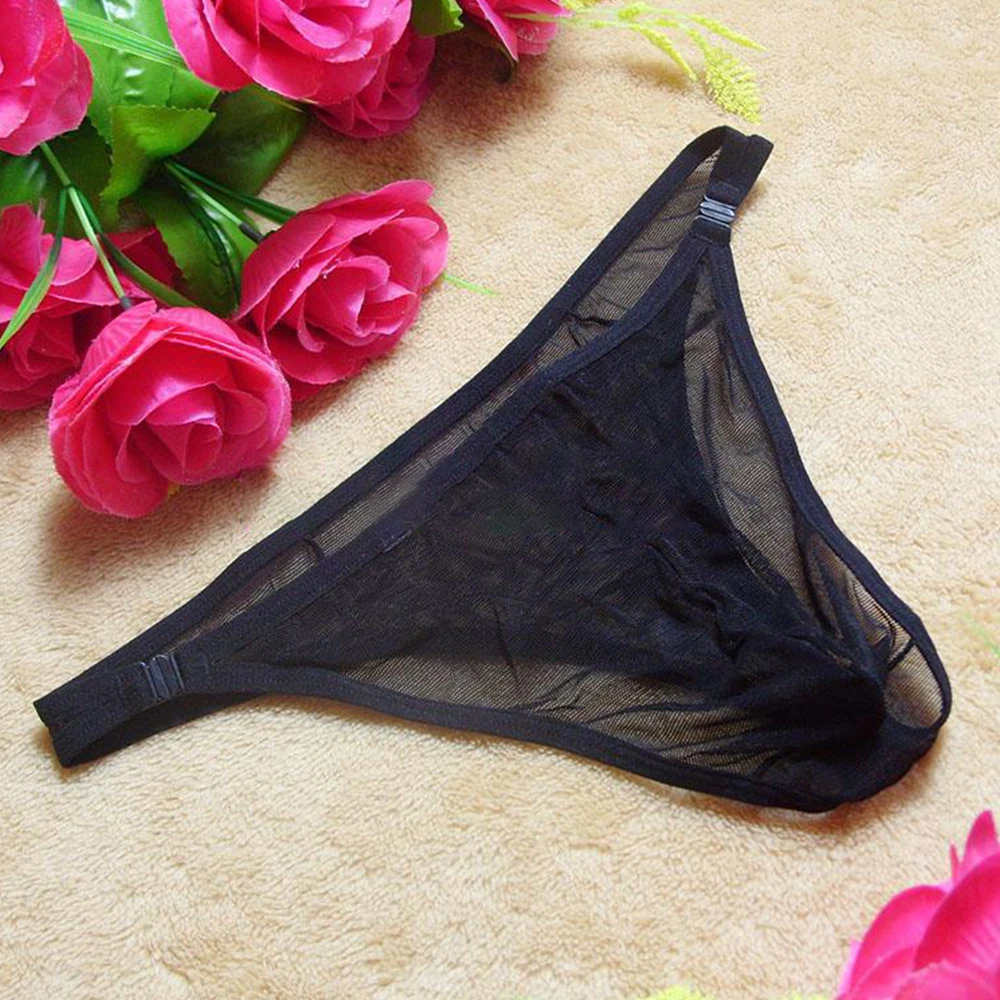 

Men's Sexy Lingerie See Through Mesh Panties Black Underpants G-String Transparent T-Back Thong Briefs Ultra Thin Underwear