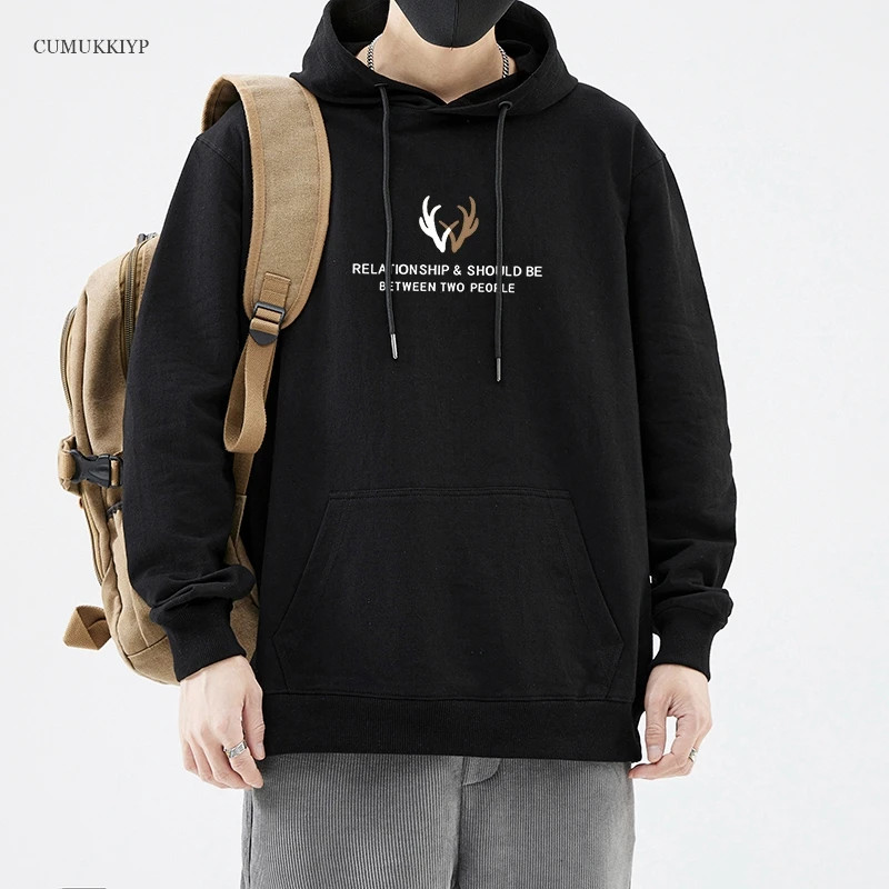 

CUMUKKIYP 2023 Autumn/Winter Men's Loose Hooded Sweatshirt with Long Sleeves Pullover