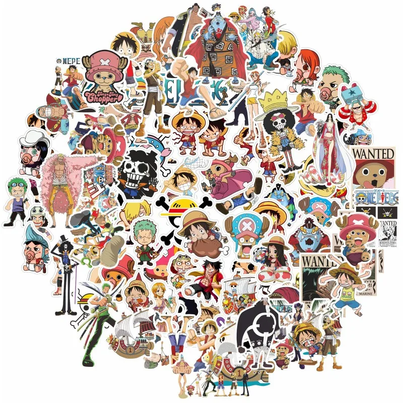 

100 Pcs Cartoon Stickers ONE PIECE Luffy Zoro Nami Usopp Chopper Robin FRANKY BROOK Children Skateboard Guitar Graffiti Stickers