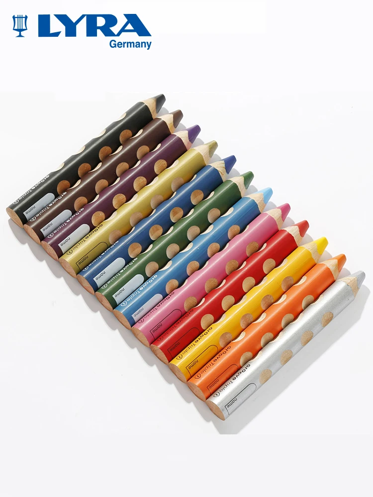 German Lyra Thick Pen Fat Hole Colored Pencil Coloring Office Supplies  Painting Crayon Improved Grip Posture Crayon 10mm cores