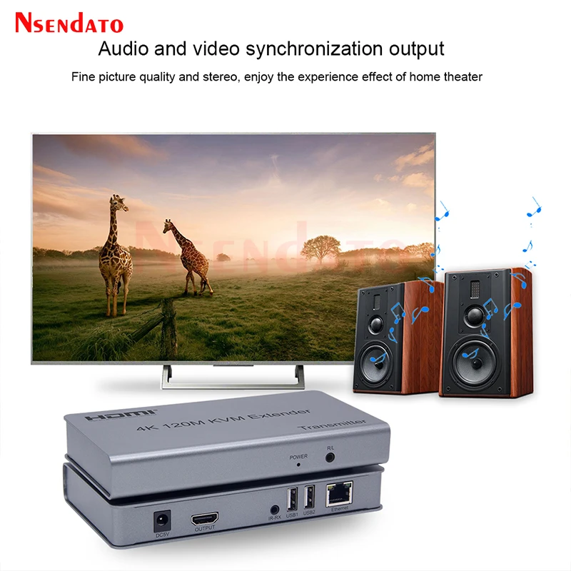 Extender HDMI RJ45 4K 120m KVM HDMI Extender With USB KVM Audio HDMI over Cat6 HDMI KVM Ethernet Extender For USB Mouse Keyboard