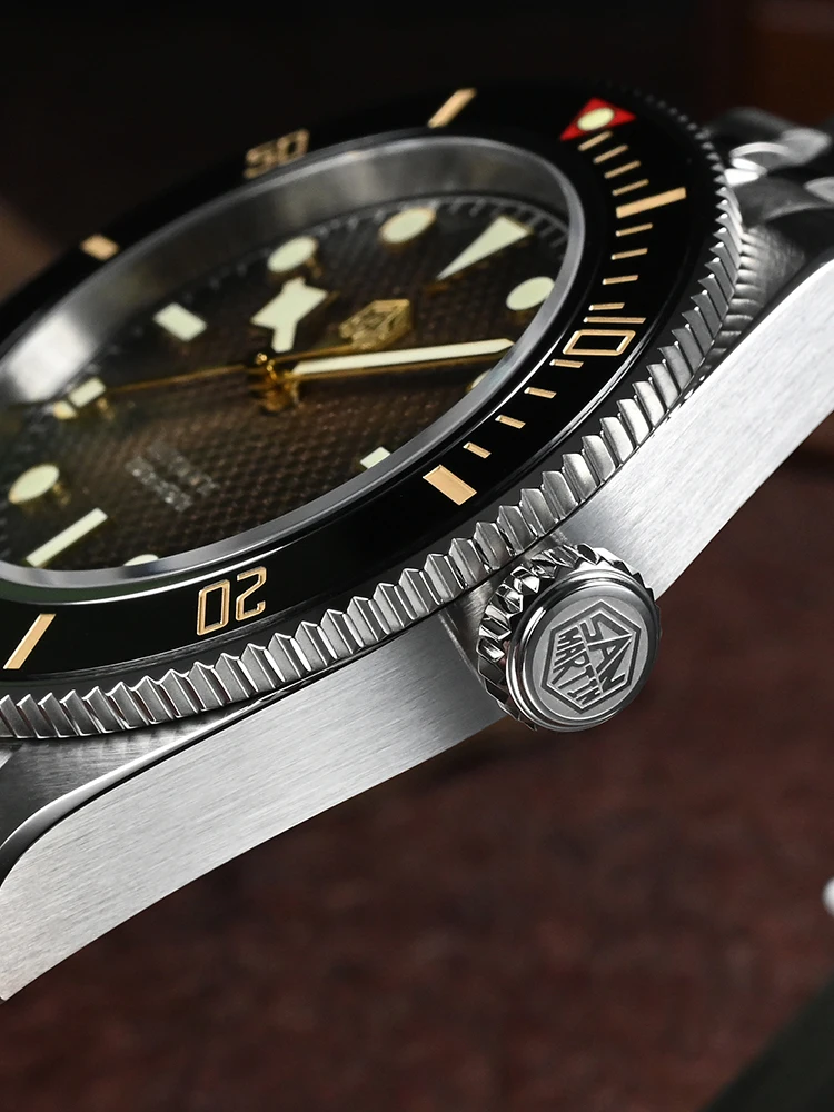 San Martin 40Mm Gradiënt Wafel Wijzerplaat Bb Nh35 Automatisch Horloge Voor Heren Jubileum Armband Luxe Duik BGW-X1 Erkek Saat SN0128-3