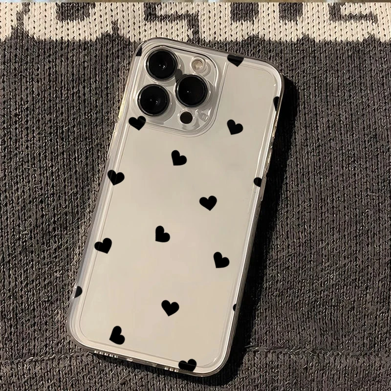 Chic Black Love Pattern Phone Case - Small Size