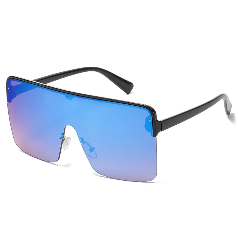 

New Trend Oversized Onepeice lentes de sol Big Frame Square PC Logo Custom UV400 Sunglasses Men