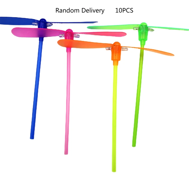 

10PCS Flying Bamboo Dragonfly Propeller Toy with Flashing Light Funny Outdoor Play Aerocraft Toy for Kids 3/4/5Year+