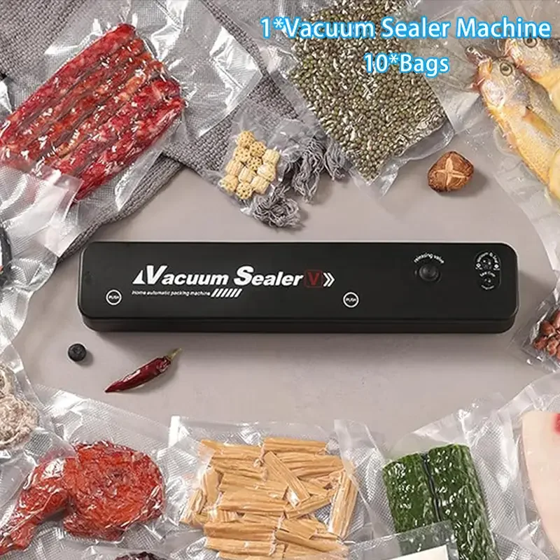 Food Vacuum Sealer 220V Automatic Packaging Machine 10pcs Free Bags Household Food Sealing