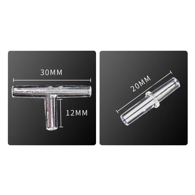 10Pcs Aquarium Airline Tubing Connectors Fish Tank Transparent Adapters for 3/16" Inner Diameter Air Line Hose I/L/T/Y Shaped