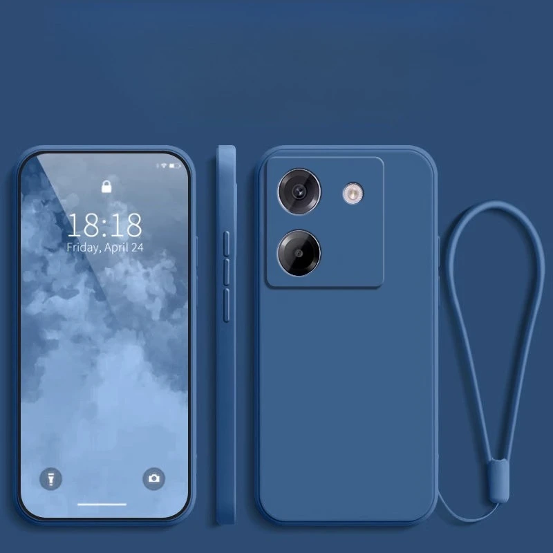 Silicone Matte Shockproof Phone Case with Strap and Bumper Protection