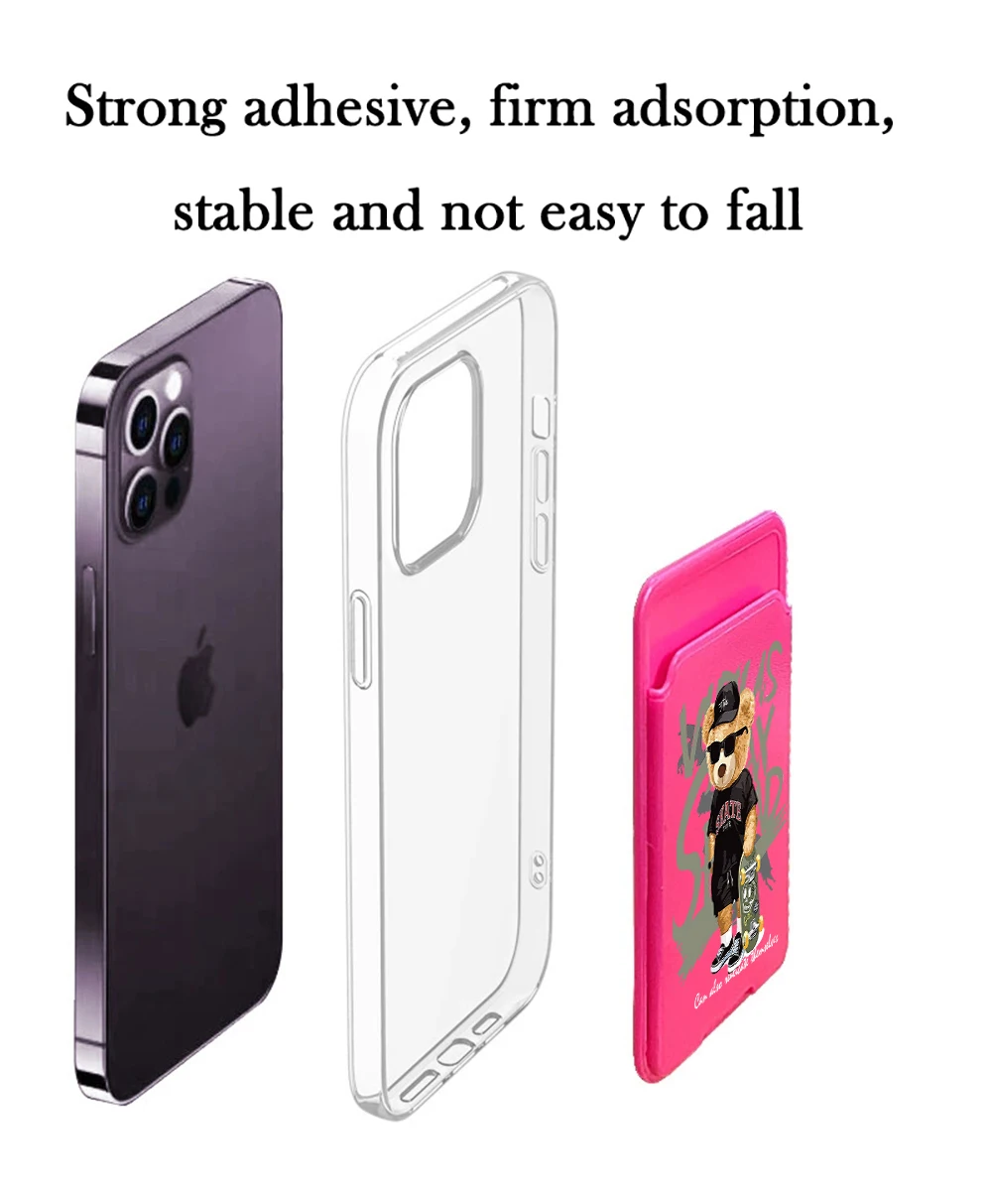 Skateboard Bear Phone Wallet Stick-On Credit Card Holder