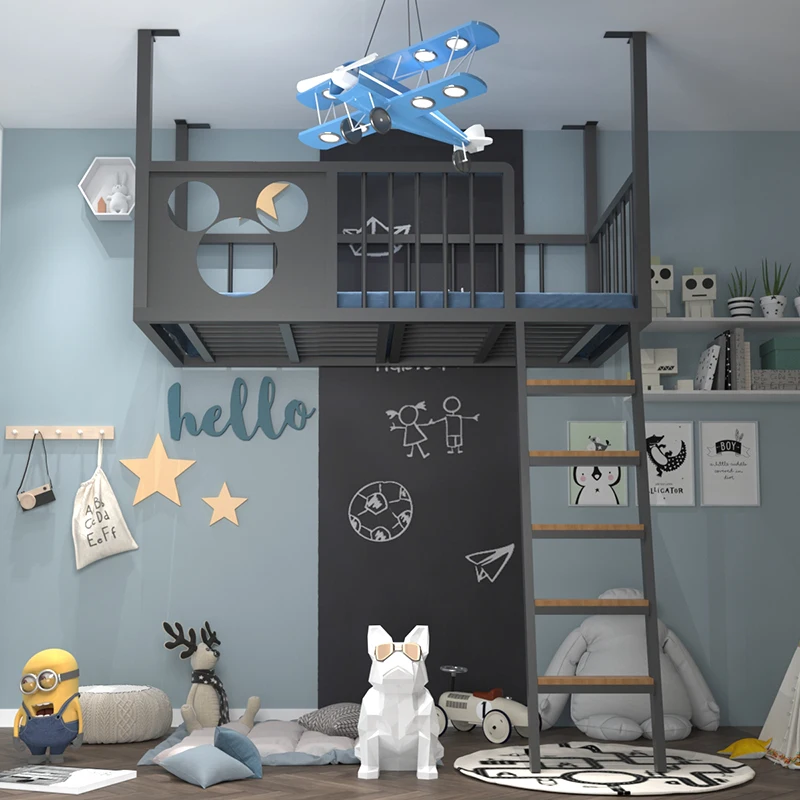 

Custom-made bed modern simple wrought iron hammock bedroom space-saving overhead bed sheets upper duplex second floor air bed