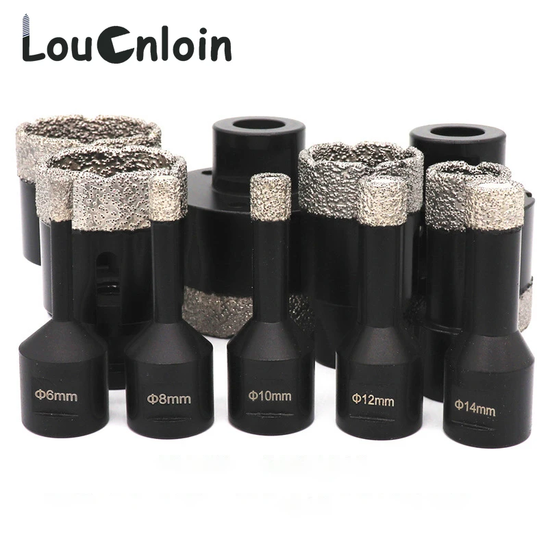 Dry Vacuum Brazed Diamond Drilling Core Bit Porcelain Tile Drill Bits Marble Granite Masonry Hole Saw For 5/8-11 Angle Grinder 1pc 6mm 80mm vacuum thread brazed hole opener drilling core bit m14 angle grinder drill bit for ceramic tile granite marble