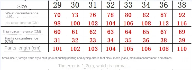 Description Picture 2 of itemBlack Personalized Jeans Men's Street Printing Japanese Style Trendy Workwear Multi-Pocket Slim Fit Patchwork Skinny Pants
