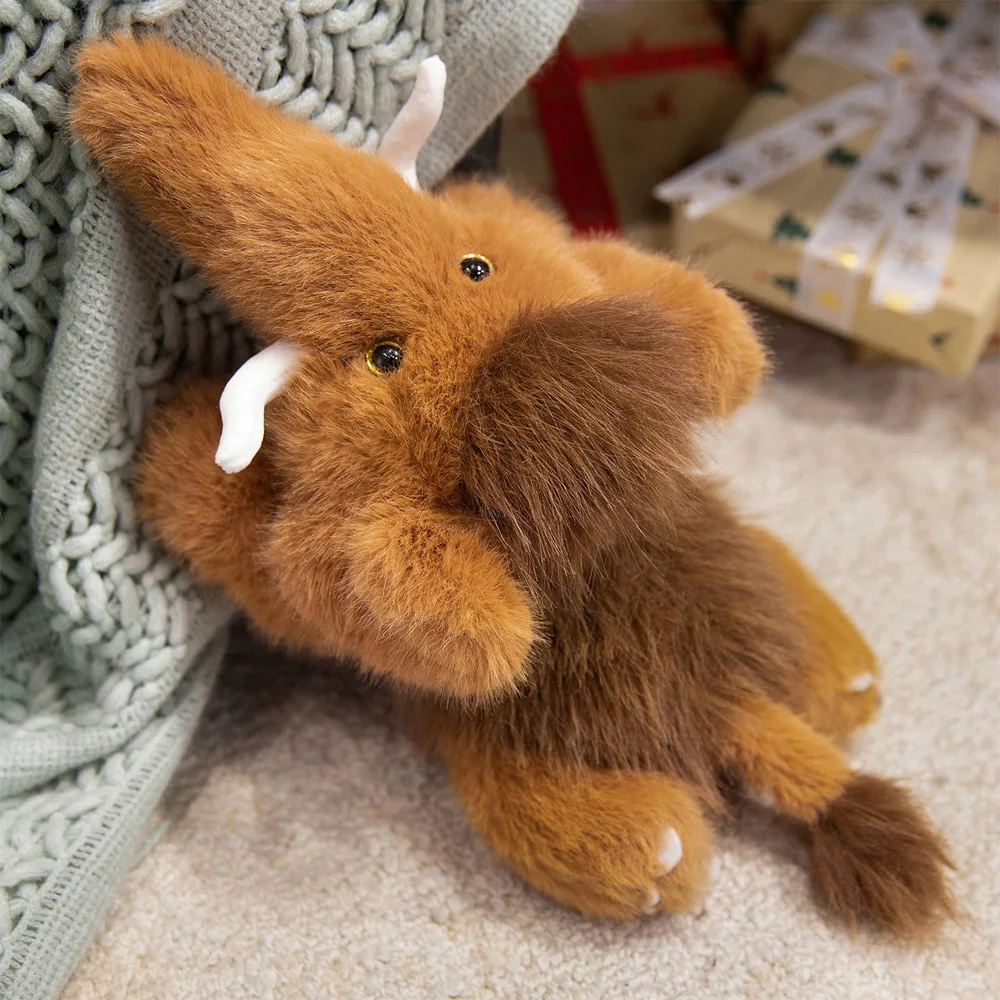 Wildlife Simulated Mammoth Plush Toy Stuffed Animal Mammut Dolls Fluffy Plushie Home Decor Gift for Christmas Birthday