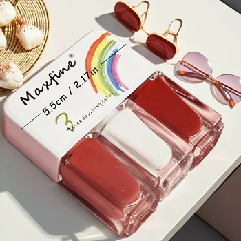 V07 Girl's Heart 3-Pack No-Bake Nail Polish Quick-Dry Long-Lasting Tearable Water-Based Three-Color Nail Polish Set 1