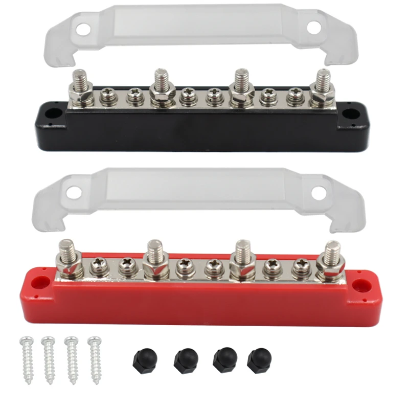 

2pcs 10-Way Type B Busbar Set 150A BusBar Block with Cover Power Distribution Terminal Block for Car Boat Marine Caravan RV