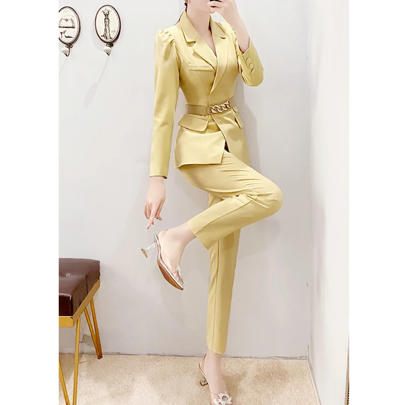 2 Piece Sets Women 2024 Spring Korean Fashion Office Lady Business Casual Elegant Blazer High Waist Slim Solid Suit Pants Outfit