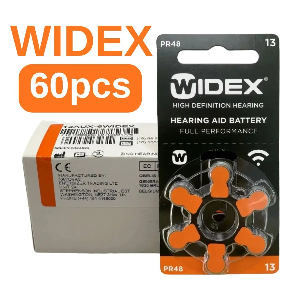 (60 piezas) Baterías para audífonos Widex 13 A13 13A naranja PR48 zinc ...
