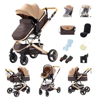 Poussette multifonction 3 en 1 pour bébé avec poussette compacte pliable légère, siège auto et nacelle de couchage 6
