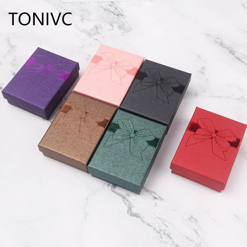 

Sale 12Pcs Colorful Paper Necklace Ring Box Jewelry Set Organizer Storage Party Gift Ring Case Wholesale