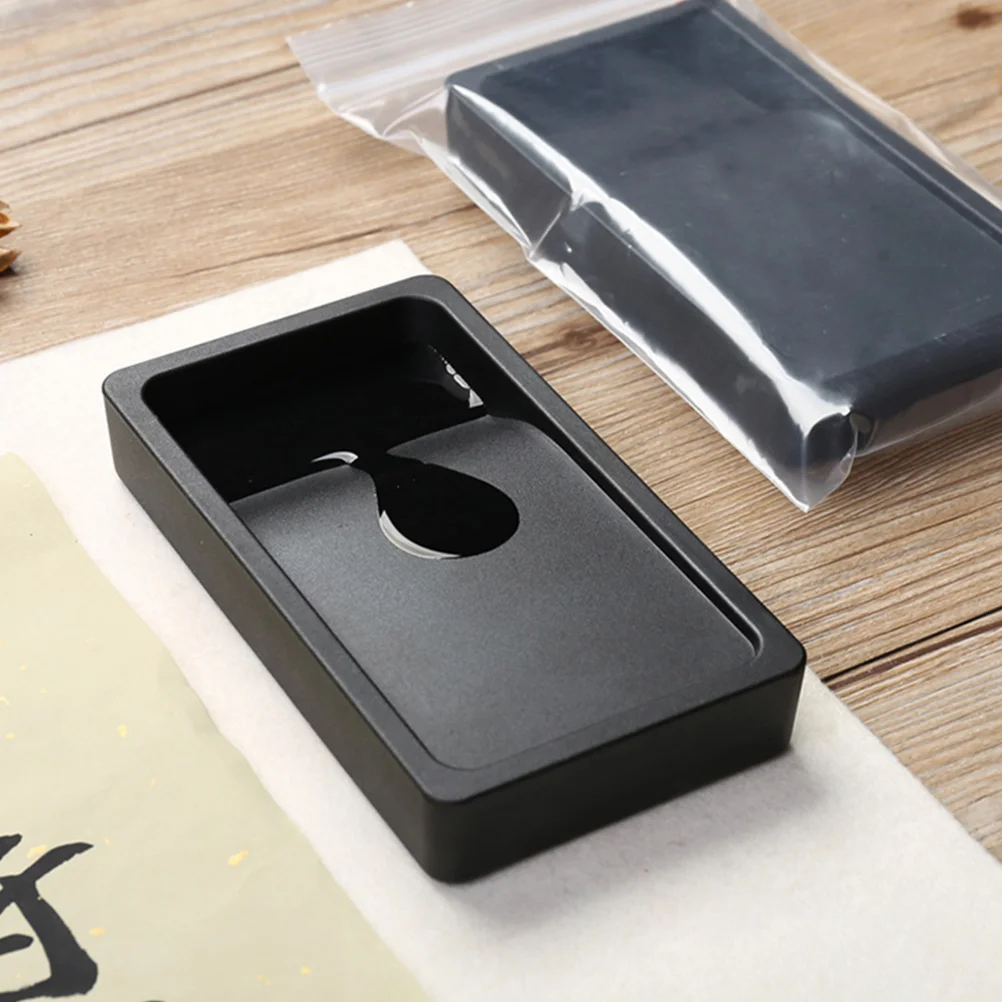 5inch Handmade Water Ripple Square Ink Stone Student Calligraphy Inkstone Two-Sided Inkslab Lightweight Portable Inkstone