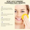 Turmeric Kojic Acid Cleansing Pads Exfoliating Remove Dead Skin Acne Fade Melanin Oil Control Nourish Glow Facial Wash Sponges 6