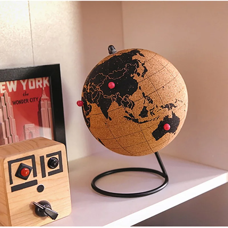 Cork Globe Holder Rubber Bark Unique Message Board Home Decor Cork