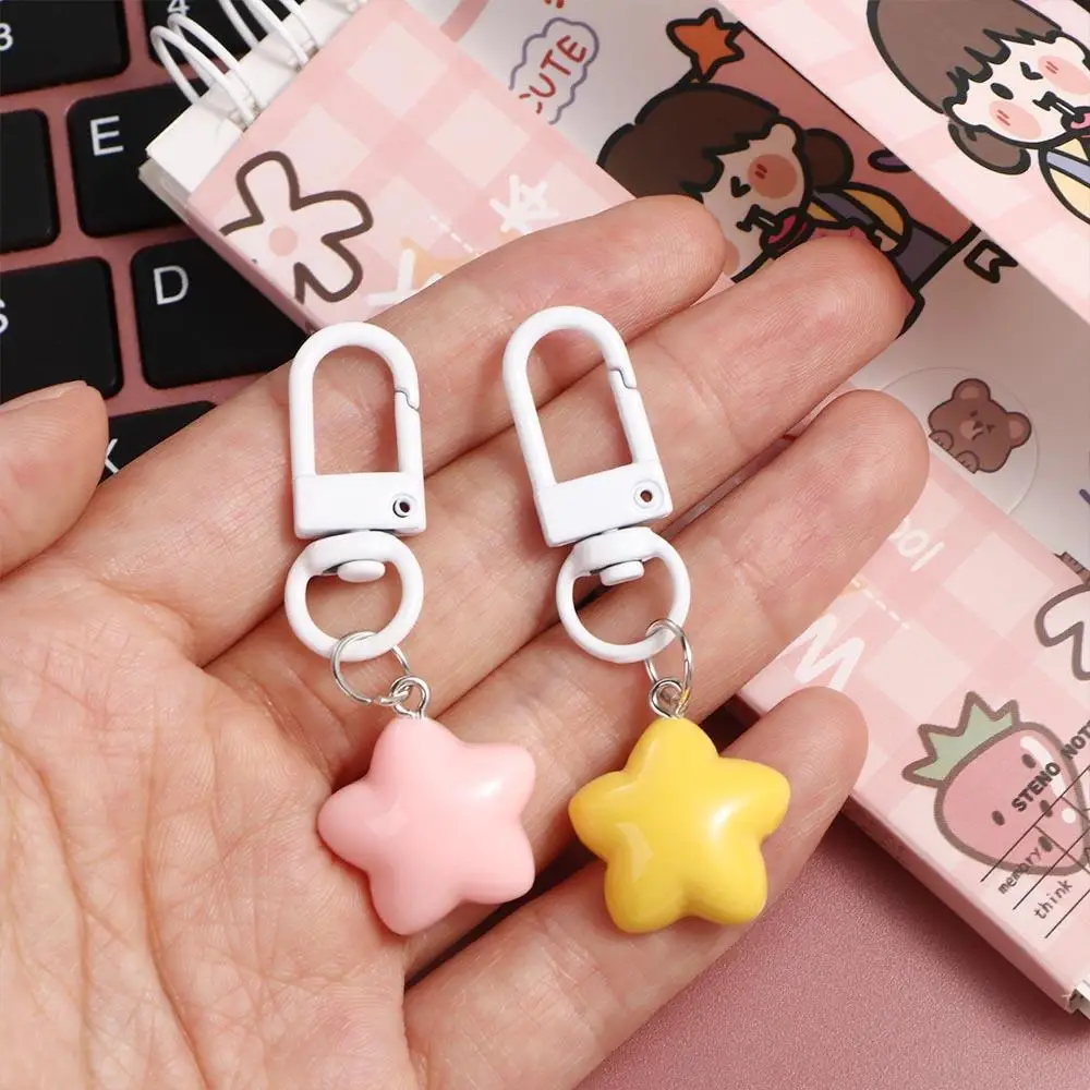 Cute Stars Yellow Pink Stars Keychain Chubby Soft Chubby Milk Yellow Star Keychain Pentagram Yellow/Pink Home Decoration