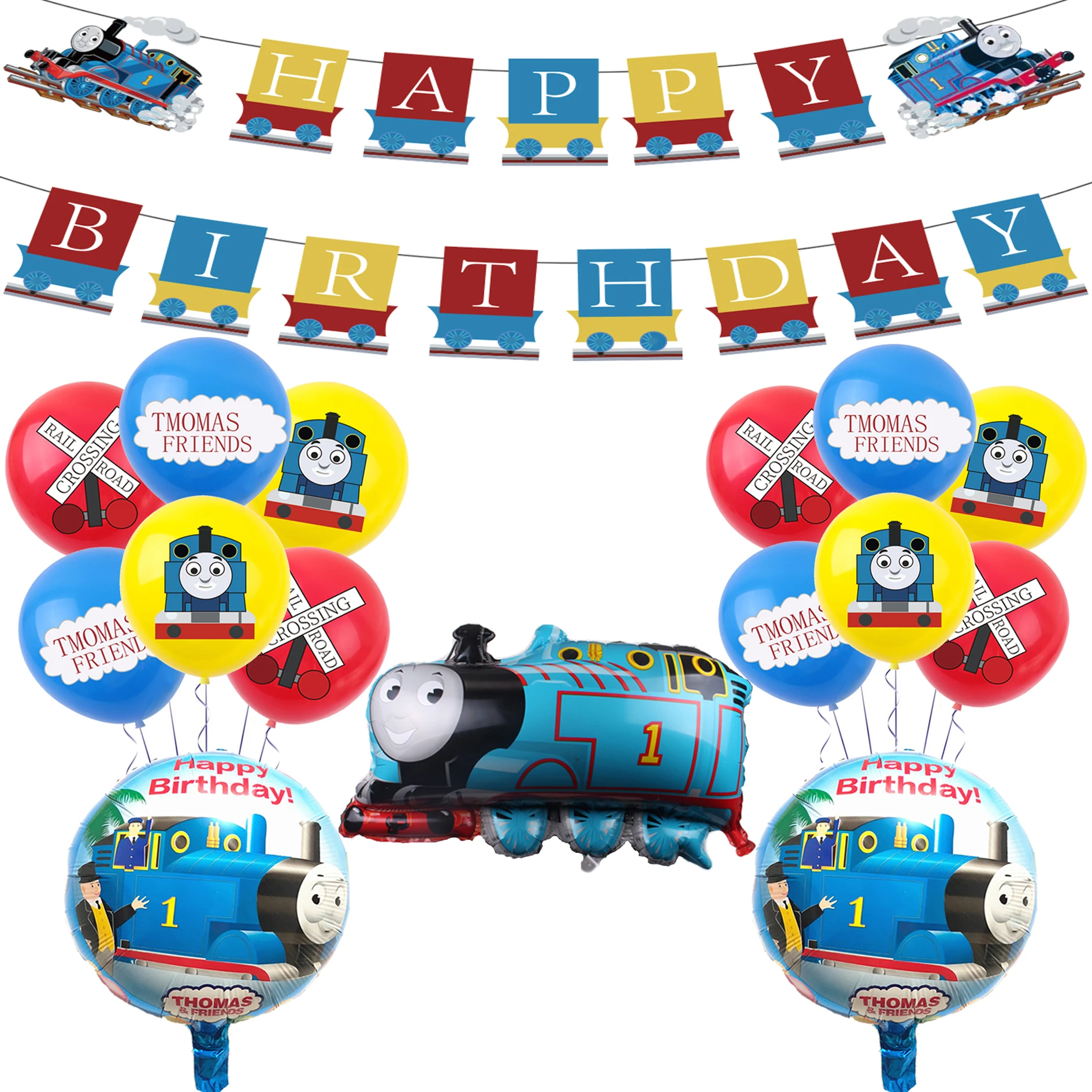 Thomased Party Supplies Cartoon Cars Train Game Balloons Happy Birthday  Banner Party Decoration Gift Cake Topper Boys Toy Favors| | - AliExpress