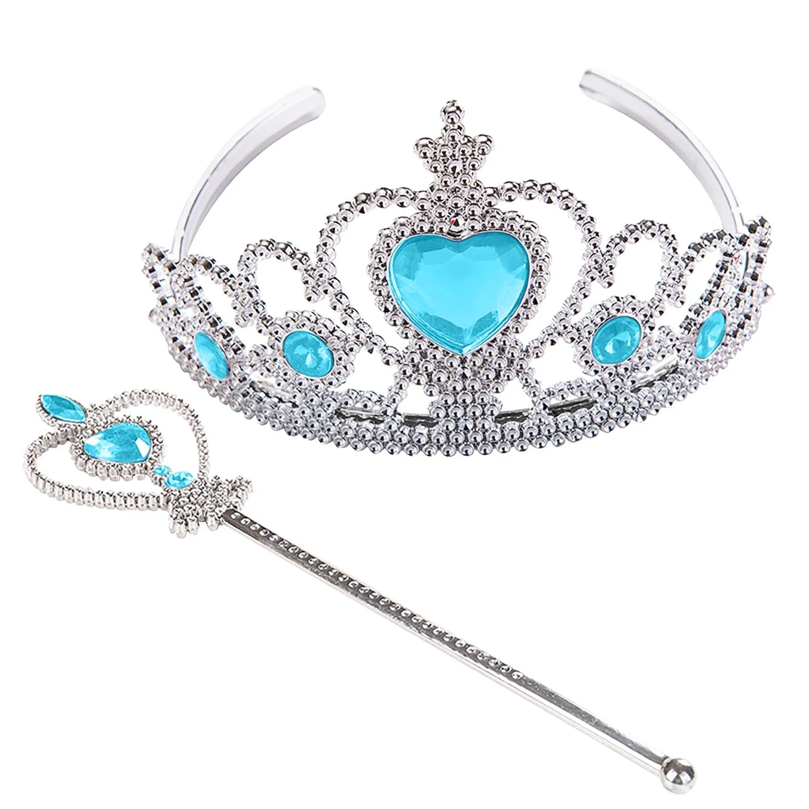 Children's Plastic Crown Tiara Sorcery Scepter Set Princess Jewelry