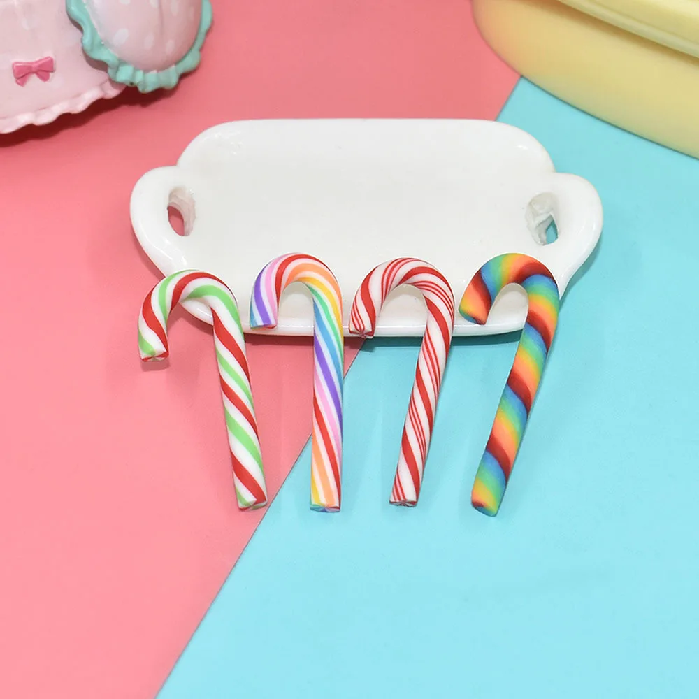 10 stücke Simulation Mini Weichen Ton Candy Polym Ton Sprinkl Fee Diy Haus Dekoration Nette Candy Cane Blumenglasflasche Decor Zubehör – Detail 2