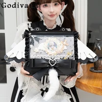 Fashionable DIY Tote Handbag Transparent Itabag Sweet Cute Lolita Shoulder Crossbody Bag Detachable Black Backpack 1