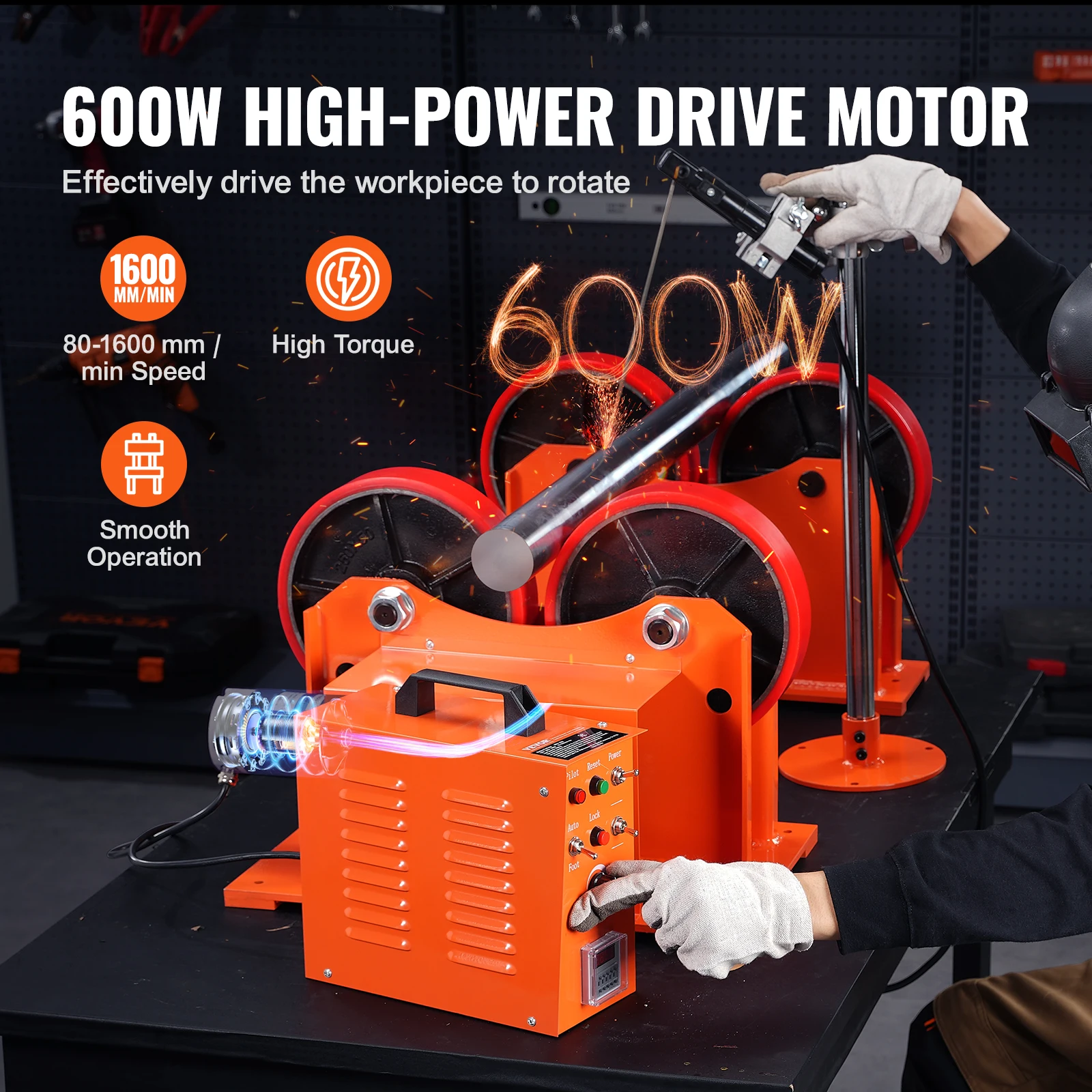 VEVOR Welding Positioner Turning Rolls Linkage Roller 1000KG Loading Welding Turning Rotary Torch Stand for Welding Equipment 3