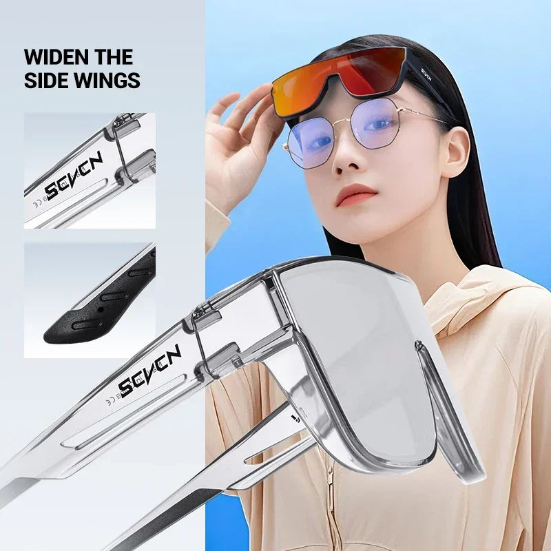 Scvcn New Cycling Glasses Photochromic Insert Windproof Goggles UV Sunglasses Fashion Men Women Fit Over Prescription Glasses
