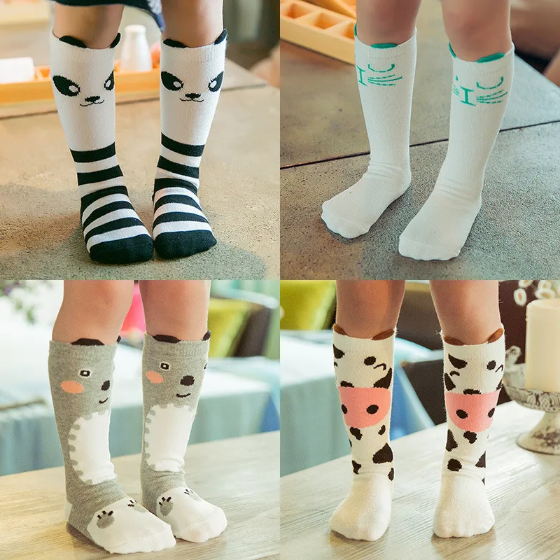 Spring Autumn Children Knee High Socks Cotton Boy Girl Baby Sport Football Socks Summer 0-6 Years Kids Cute Cartoon