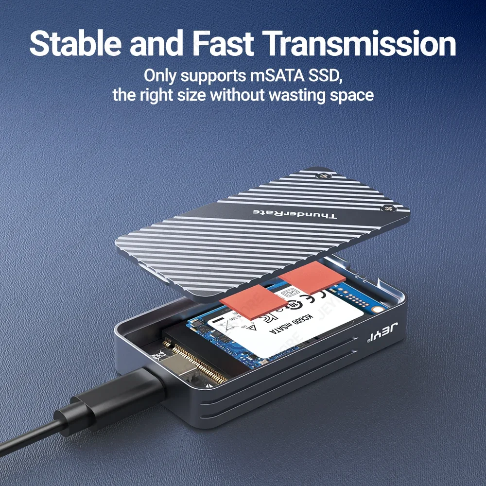JEYI mSATA to USB 3.1 Gen2 10Gbps SSD Enclosure Adapter Case with Type C Port for mSATA Internal Solid State Drive Hard Drive External Hard Drive Case SSD Enclosure