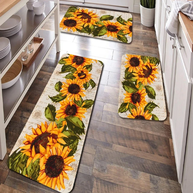 Tappetino da cucina con stampa girasole Set di tappeti zerbino tappeto antiscivolo per corridoio fattoria Home Office lavello lavanderia decorazione del pavimento 1